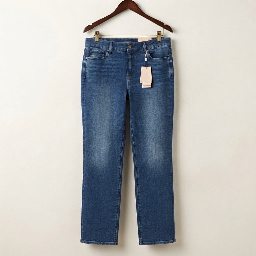 NYDJ Marilyn Straight Leg Jeans Womens XL Blue Denim Lift Tuck Minimalist